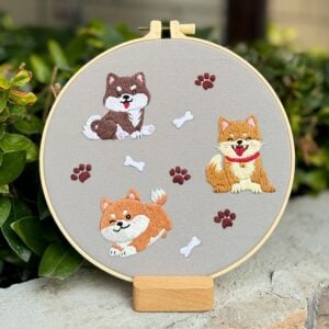 Dog DIY Embroidery Kit for Beginners with Wooden Frames
