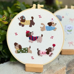 Dog DIY Embroidery Kit for Beginners with Wooden Frames