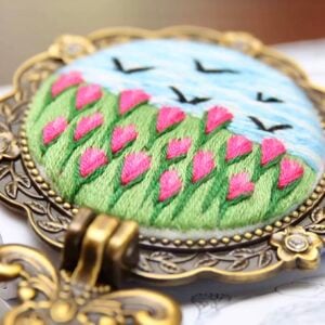 Hand Embroidery Makeup Mirror Kit 