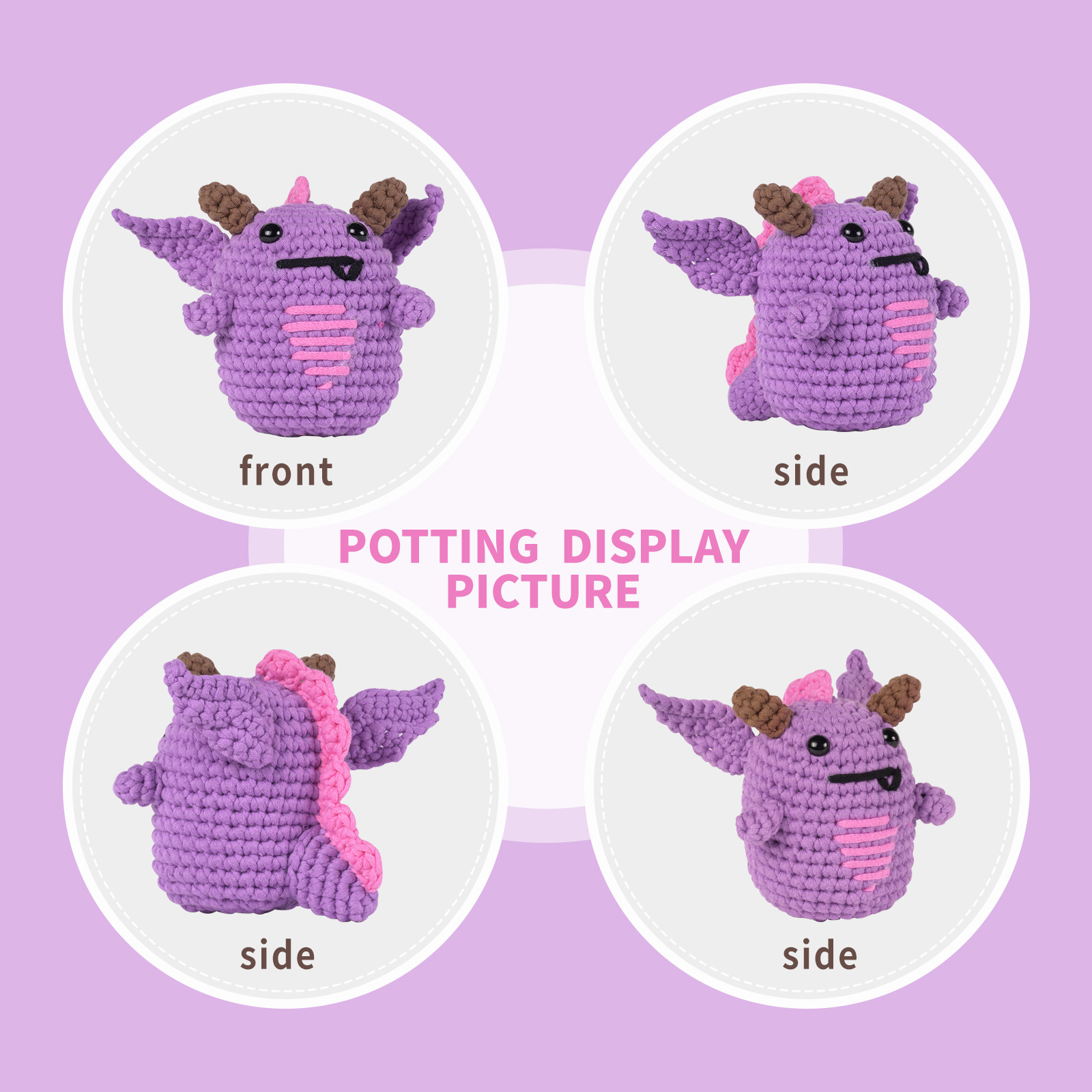 Stitch Up Some Cuteness! DIY Knit Chubby Purple Devil Doll Kit - Adorable Single Kit for Beginners! winged crochet purple monster kit with this whimsical DIY crochet kit!