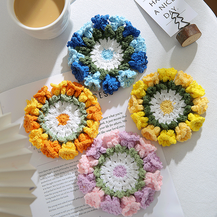 Handmade Crochet Lily of the Valley Coasters