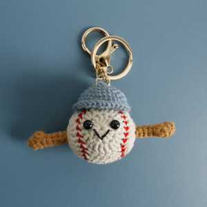 Handmade Crochet Baseball Doll Keychain - Cute Kni...