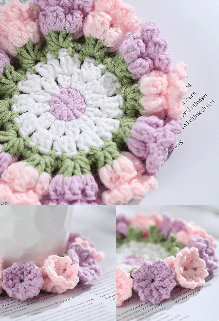 handmade crochet flower coaster