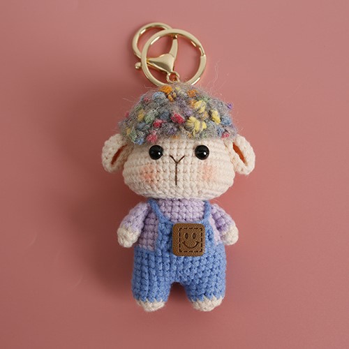 Handmade Knitted Sheep Doll Keychain - Cute Knitted Lamb Doll Pendant Creative Yarn Crochet Curly Sheep Charm. Adorable Handmade Gift Add a Touch of Woolly Fun