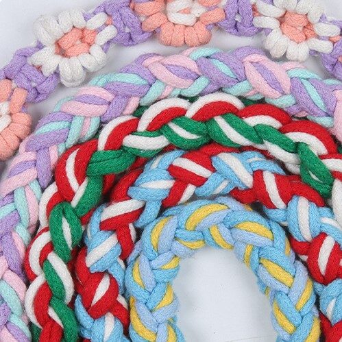 Handwoven Colorful Dog Leash · Braided Knit Rope for Outdoor Walks · Vibrant & Durable Pet Lead