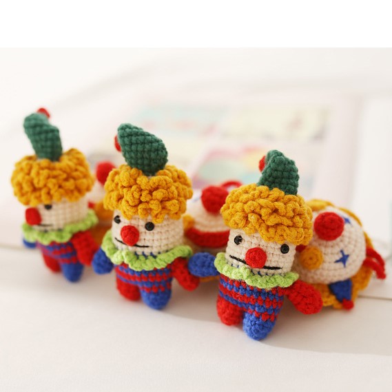 Handmade Crochet Clown Keychain – Handmade Amigurumi Bag Charms, Whimsical Colorful Accessories for Keys, Backpacks, and Unique Gifts