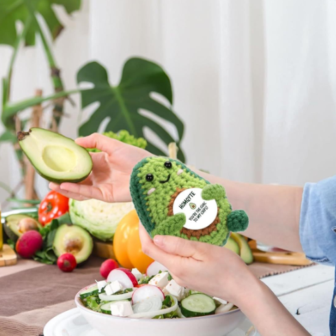 Unique Handmade Crochet Avocado and Plant Dolls Whimsical Emotional Support Gifts -  A Reflection of Slow Living Values