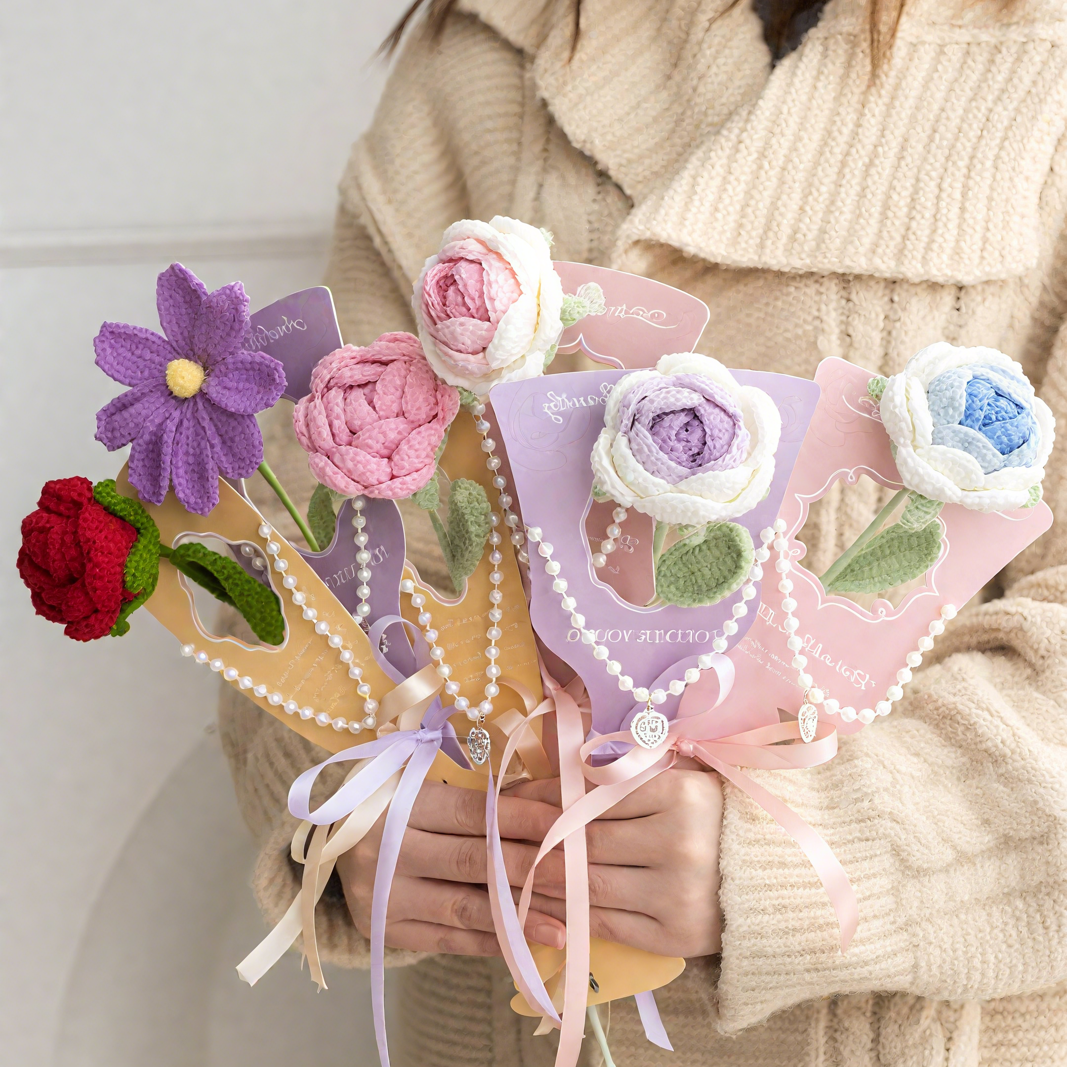 Handmade Crochet Rose Bouquet