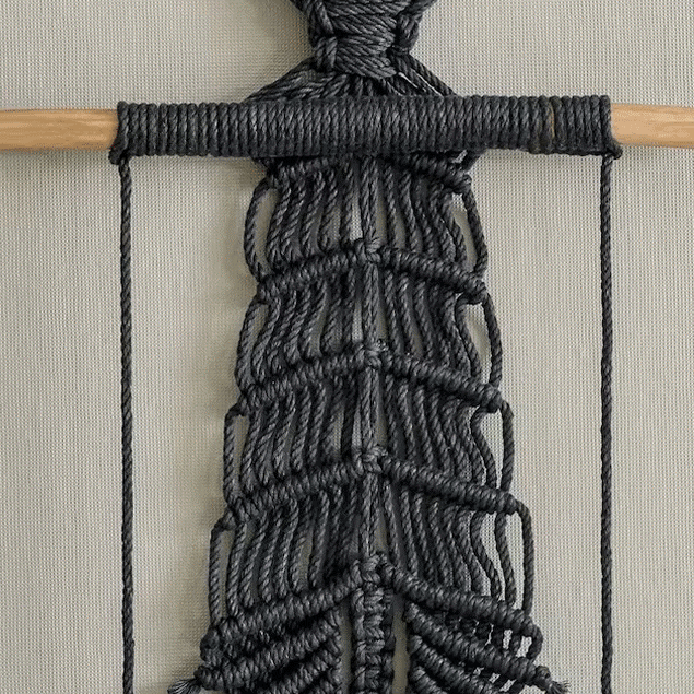 handmade macrame skeleton wall hanging