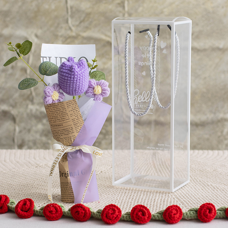 Charming Handmade Crochet Tulip Bouquet Flower Gift with Small bouquet or Large bouquet  for Home or Special Occasions