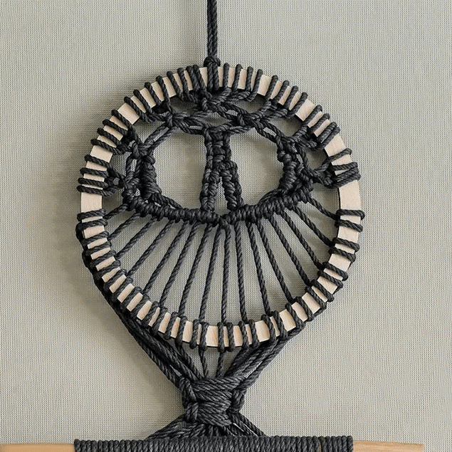 handmade macrame skeleton wall hanging