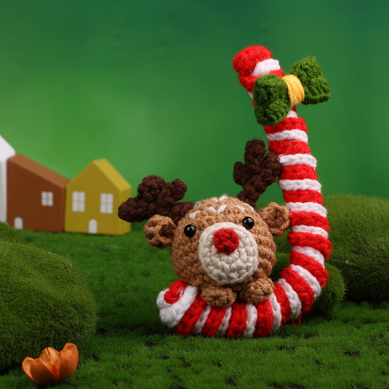 Cute Christmas Reindeer Candy Cane Crochet Kit for Adults Beginners – DIY Holiday Crochet Set with Complete Tools and Yarn (2025 Limited Edition)