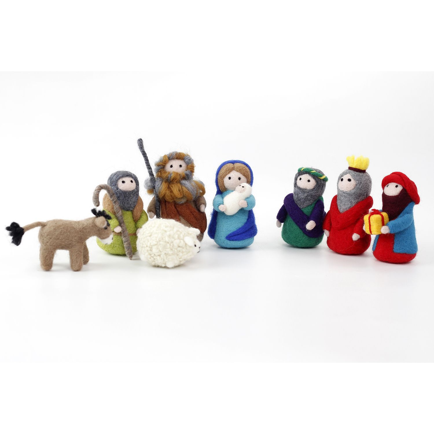 Joyful Felt Nativity Scene DIY Kit – 8-Piece Wool Felt Christmas Figures Set for Handmade Holiday Decoration or Gift